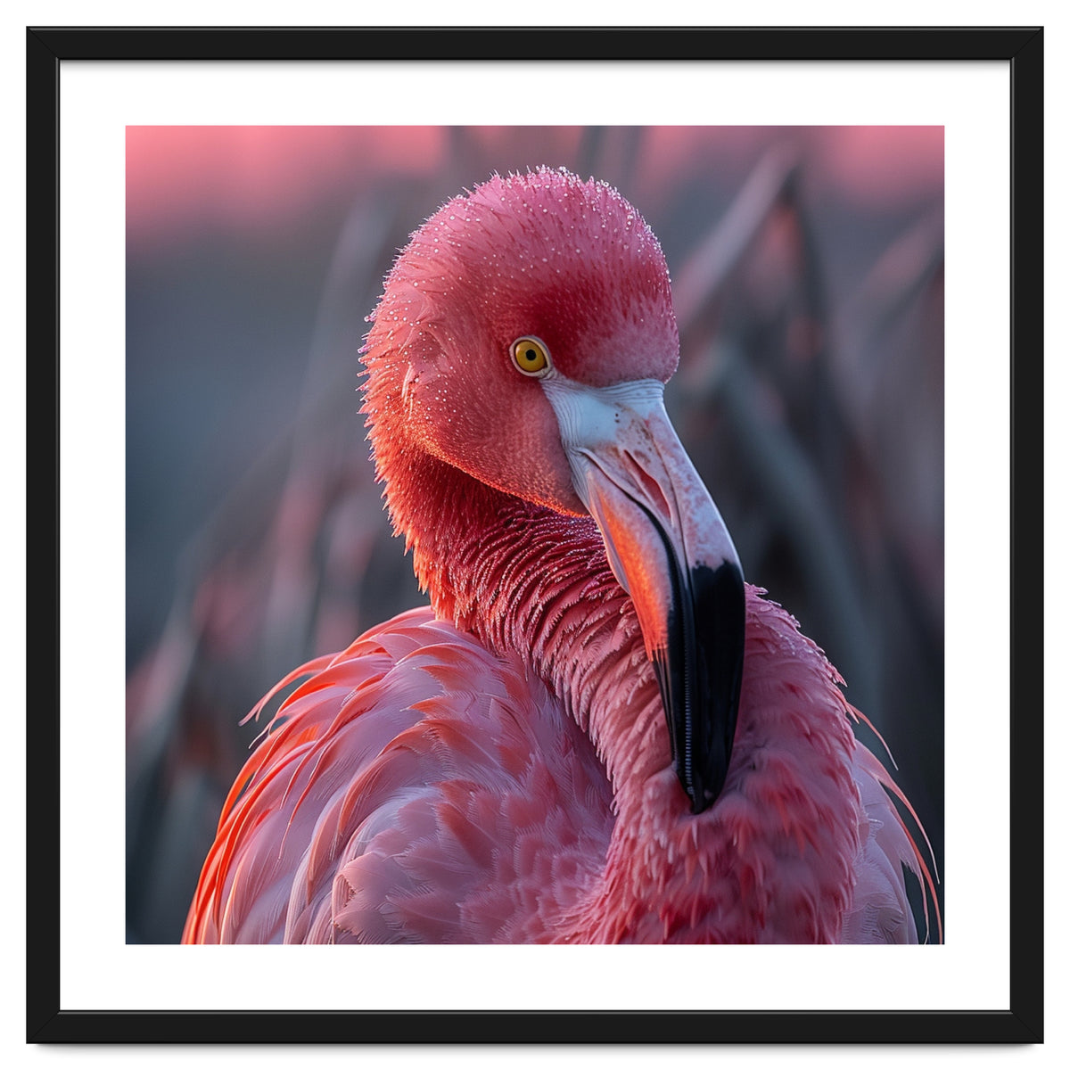 Pink Flamingo Bird Close Up Portrait