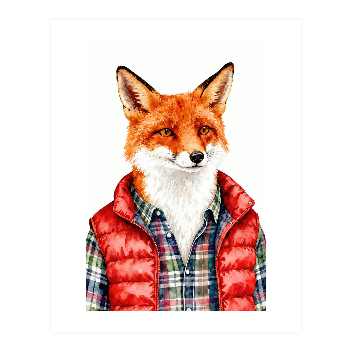 Dapper Fox Portrait Puffer Wild Fashion  (Print Only)