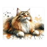 Majestic Cat With Watercolor Splashes (Print Only) thumbnail