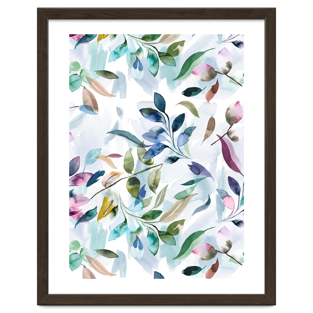 Watercolor Tranquility Leaves Mauve