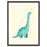 Cute Brontosaurus Watercolor Art, Whimsical Dinosaur Nursery Print, Starry Dino Illustration thumbnail