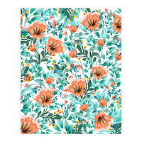 Tangerine Dreams, Orange & Mint Botanical Jungle Watercolor Painting, Colorful Plants Floral Summer (Print Only)