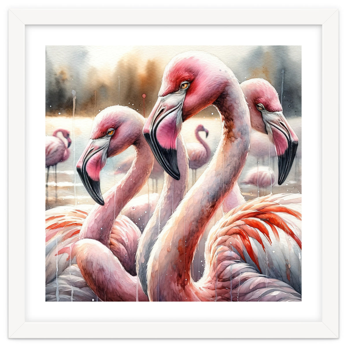 Watercolor Flamingos