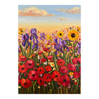 Vibrant Wildflower Field Oil Painting (Print Only)