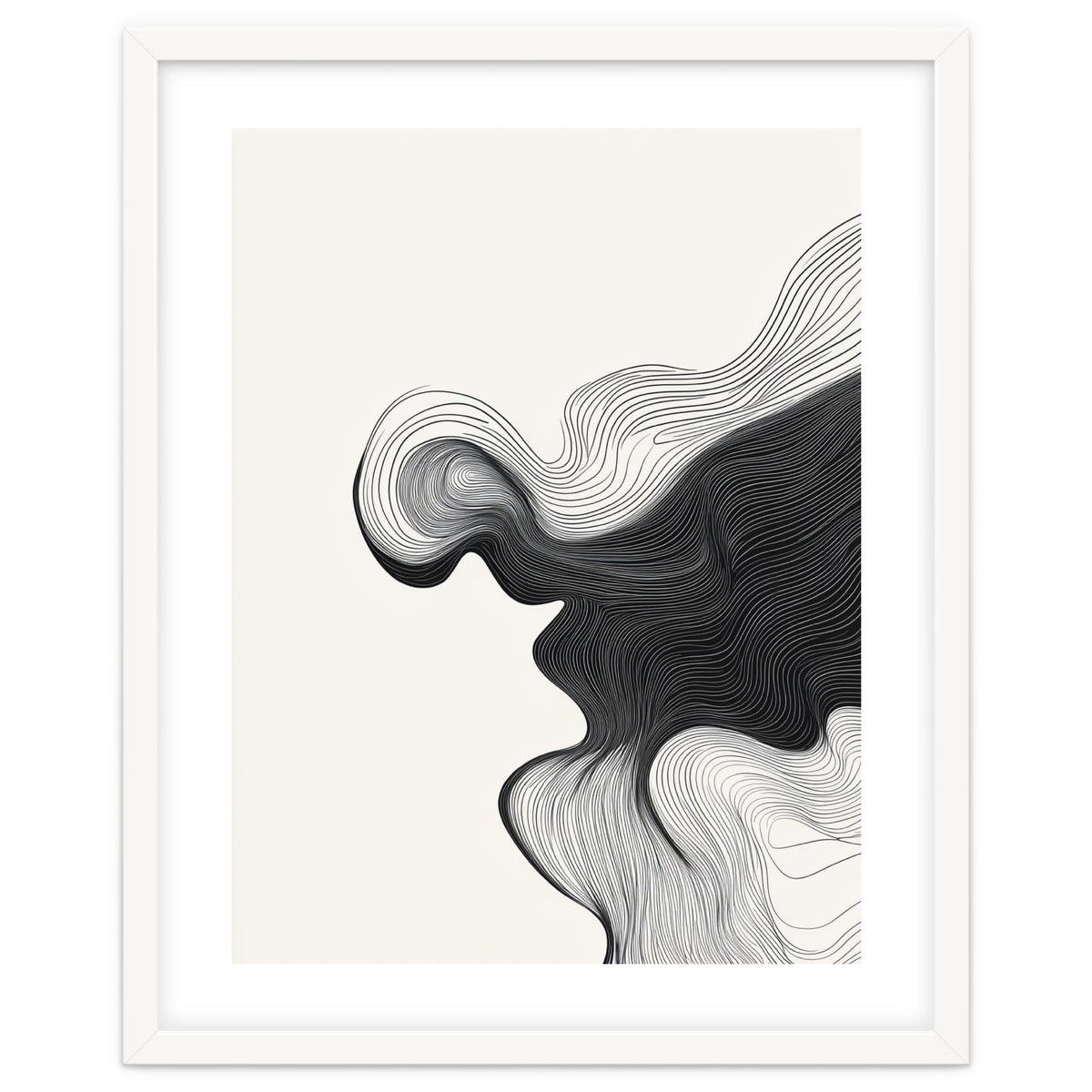Abstract Black And White Wavy Lines Flowing Organic Shape