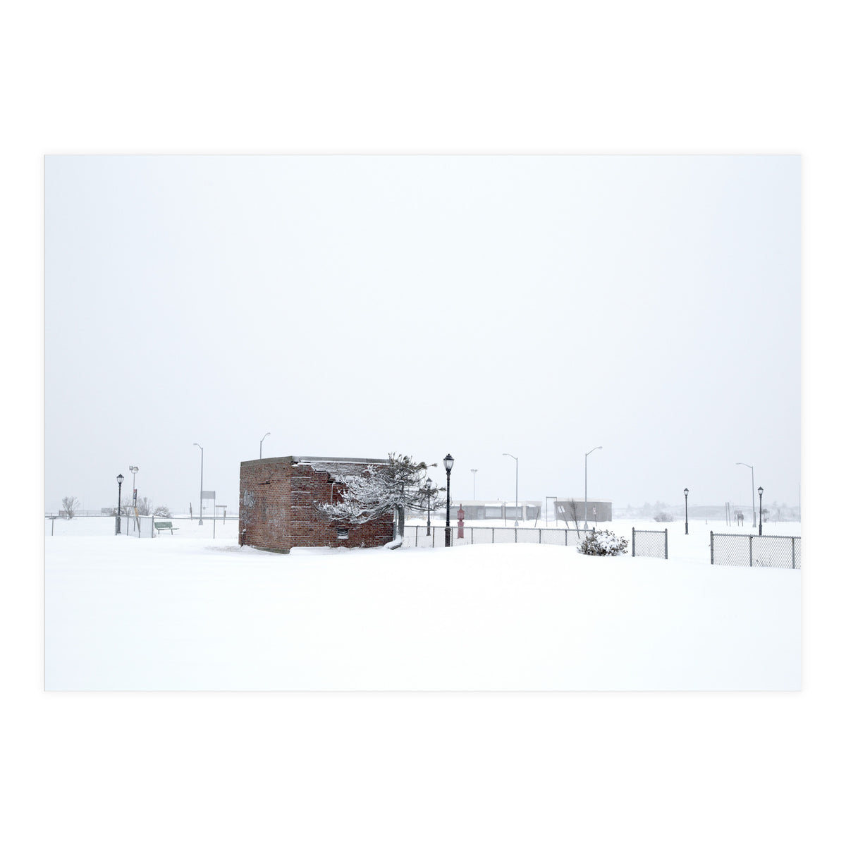Barn in the winter snowscape (Print Only)