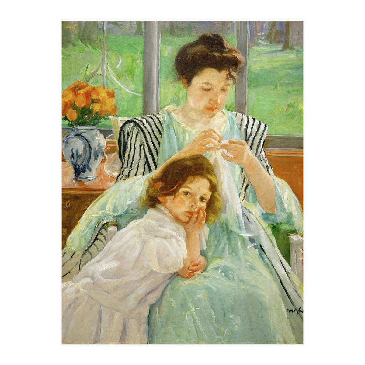 Young mother sewing, 1901 Canvas,92,4 x 73,7 cm. (Print Only)