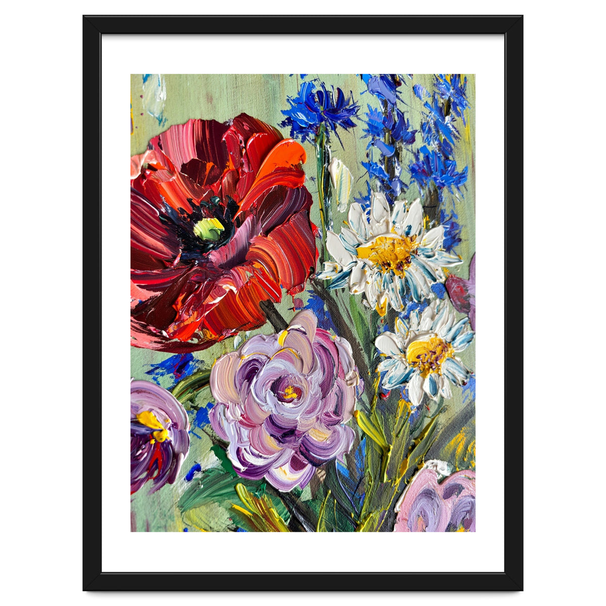 Vibrant Wildflower Meadow Oil Painting