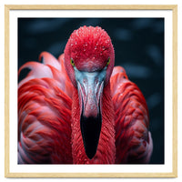 Close Up Flamingo Face With Water Droplets