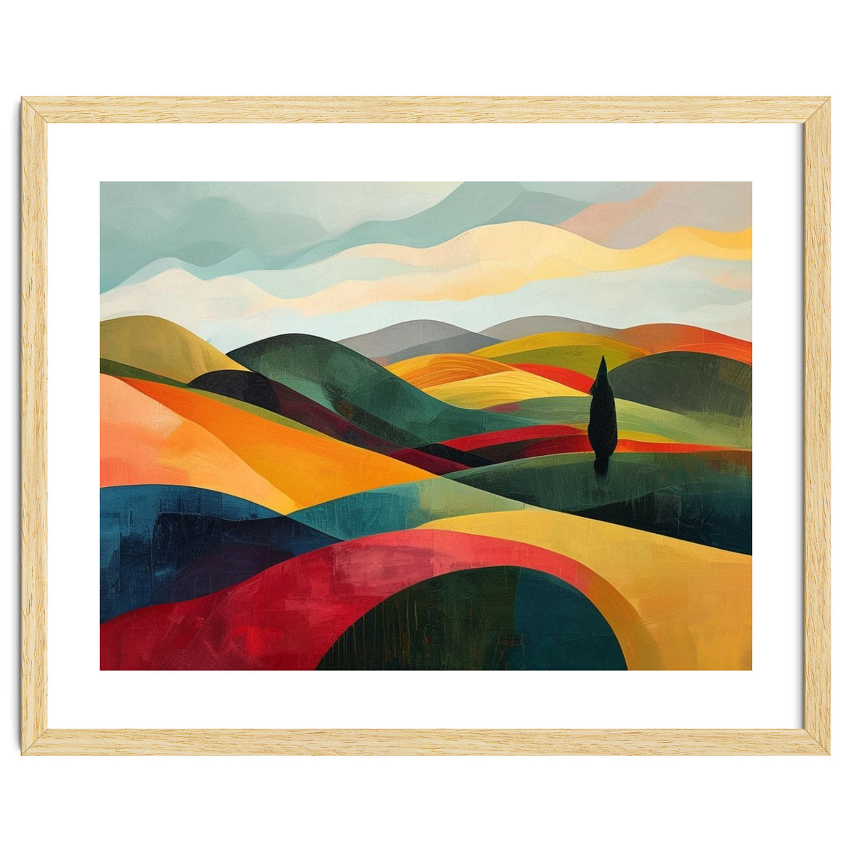 Abstract Tuscan Hills Landscape Painting