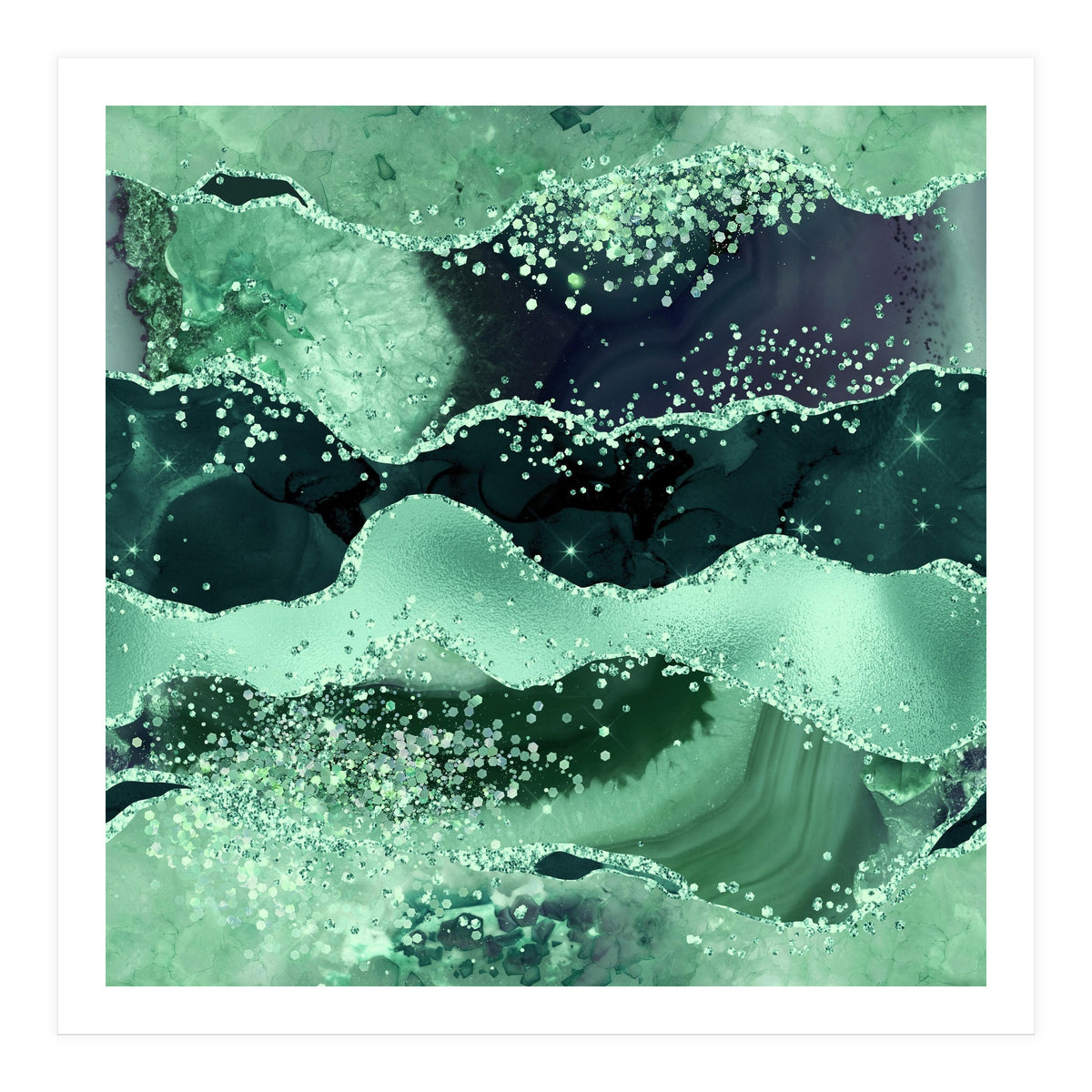 Emerald Glitter Agate Texture 06  (Print Only)