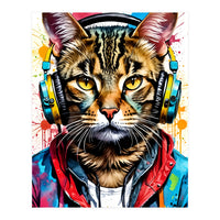 Cat In Headphones music (Print Only)