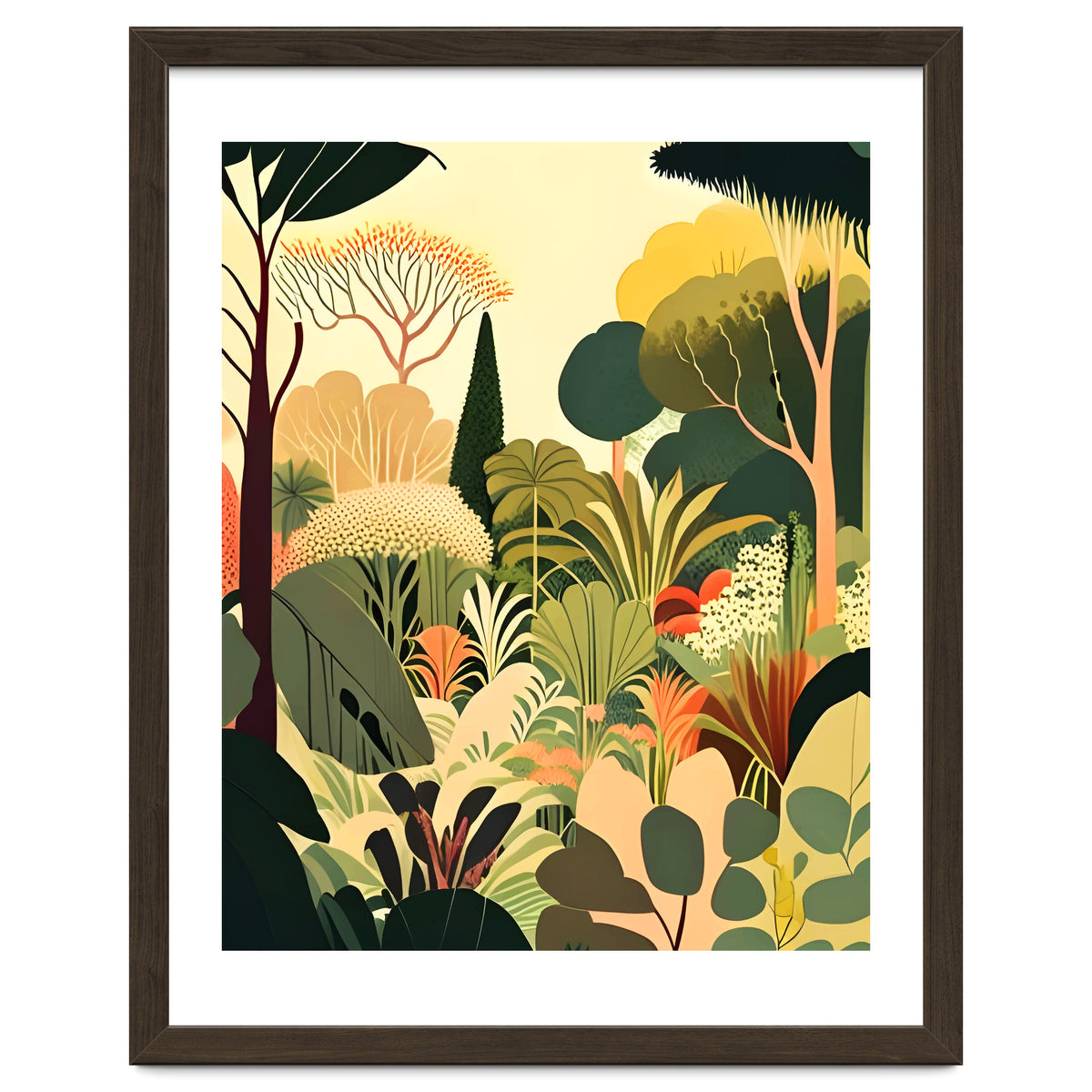 Pastel Garden, Botanical Nature Plants Jungle, Bohemian Eclectic Forest Illustration