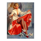 Pinup Girl Playing With Two Little Cats (Print Only) thumbnail