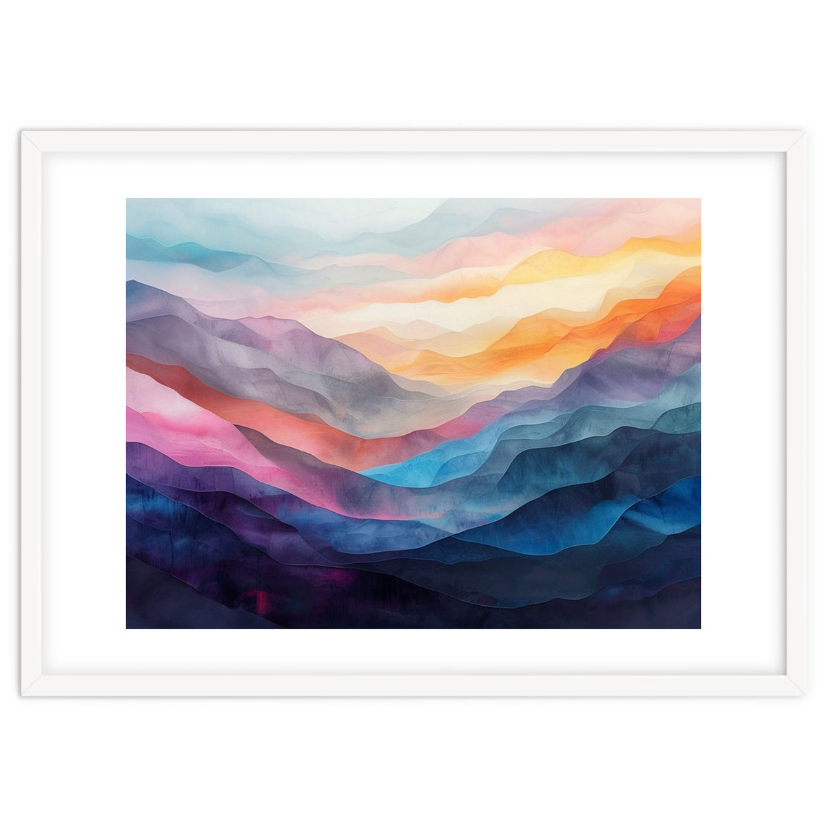 Vibrant Abstract Watercolor Mountain Landscape