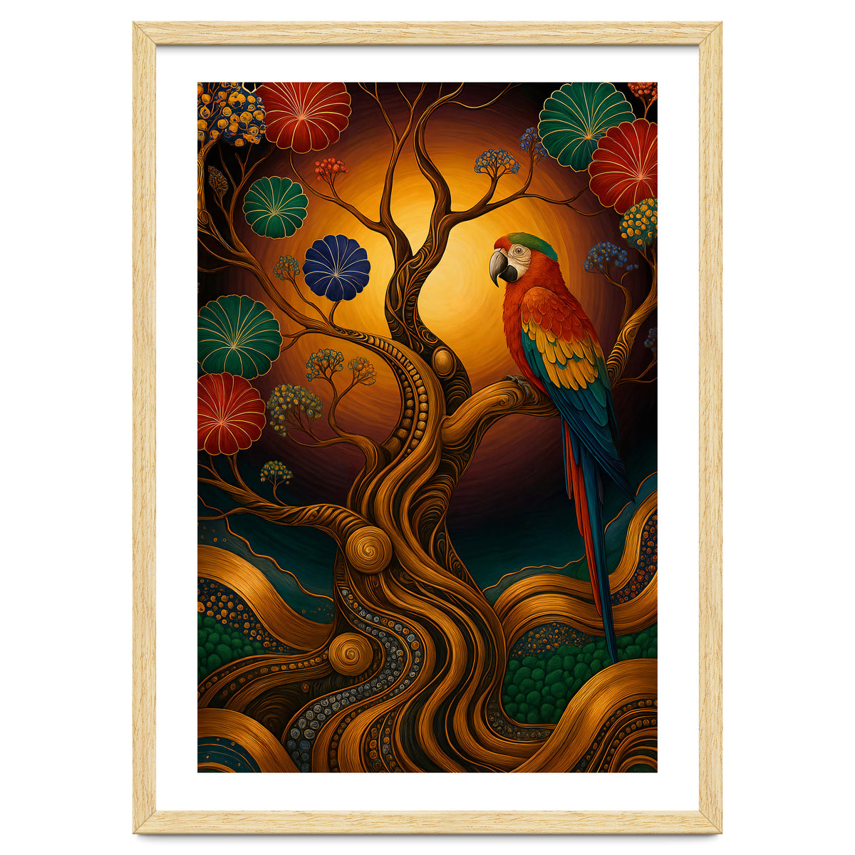 Parrot in Retro Contemporary Aesthetics