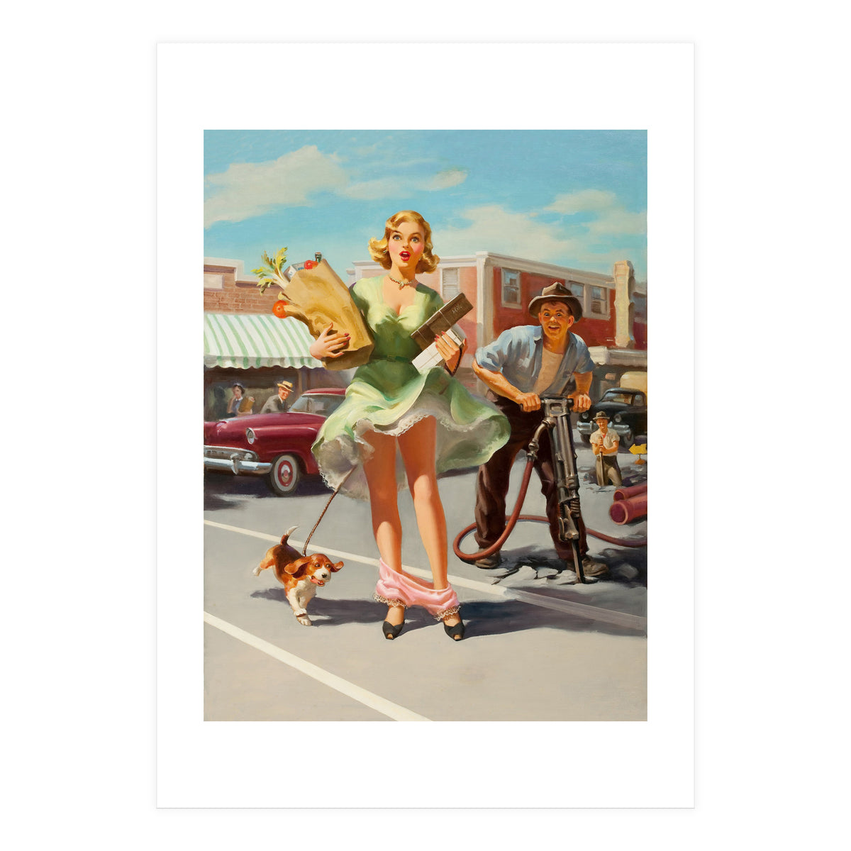 Funny Pin Up Shopping Girl (Print Only)