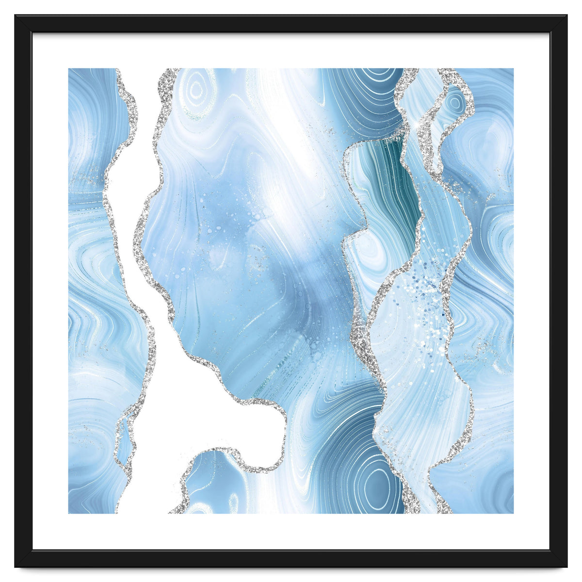 Blue & Silver Agate Glitter Texture 05