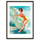 Happy Pinup Girl On The Beach Hugging Her Rubber Toy thumbnail
