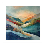 Abstract Mountain Landscape Painting with Textured Rolling Hills (Print Only) thumbnail