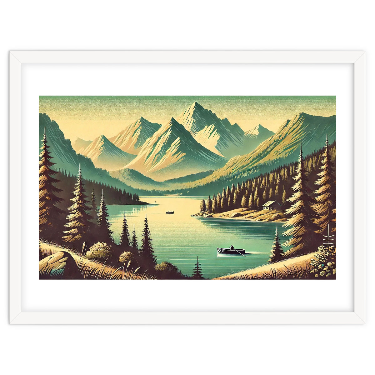 Vintage Alpine Lake Poster