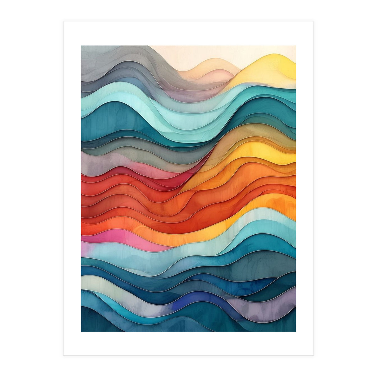 Abstract Layered Wave Landscape (Print Only)