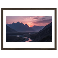 Crimson Sunset Valley: Serene Mountain Vista