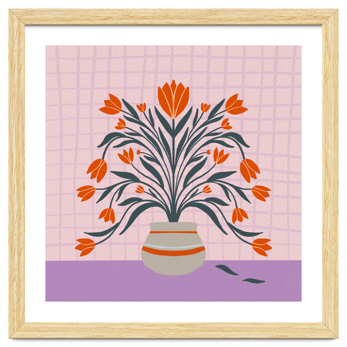 Tulips in a vase - orange and violet