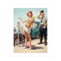 Sexy Pinup Shopping Girl And A Sudden Wind (Print Only)