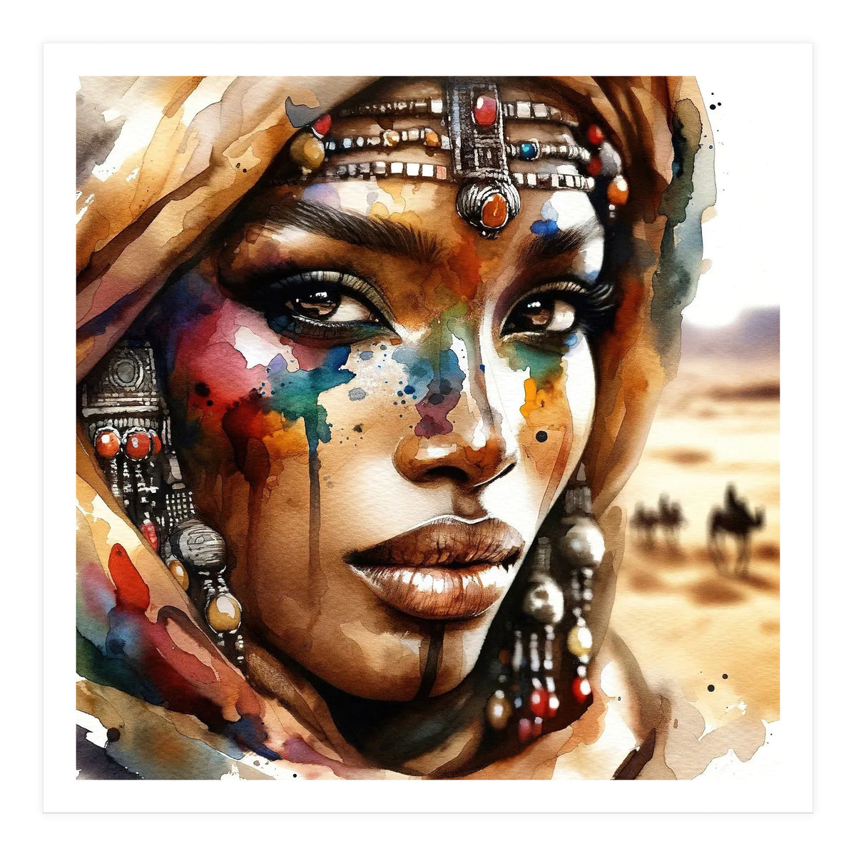 Desert Jewels Tuareg Woman Portrait (Print Only)