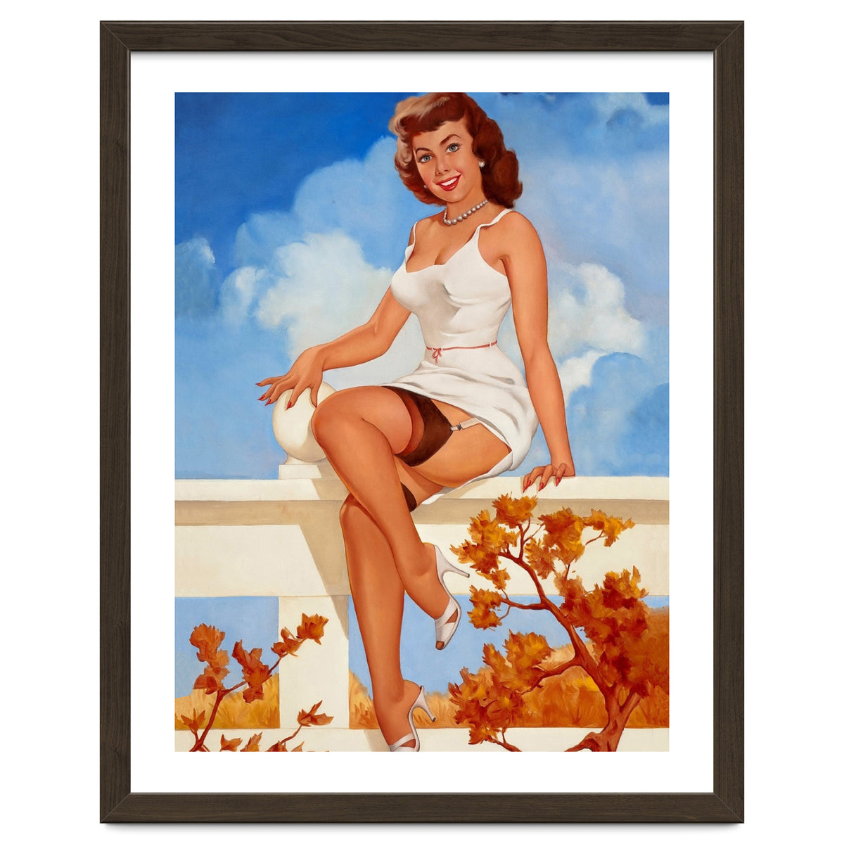 Beautiful Pinup Girl Posing On A Fence