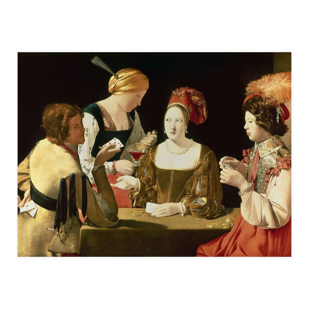 French school. The Cheater with the Ace of Diamonds. Le Tricheur à l'As de Carreaux. 17th century... (Print Only)