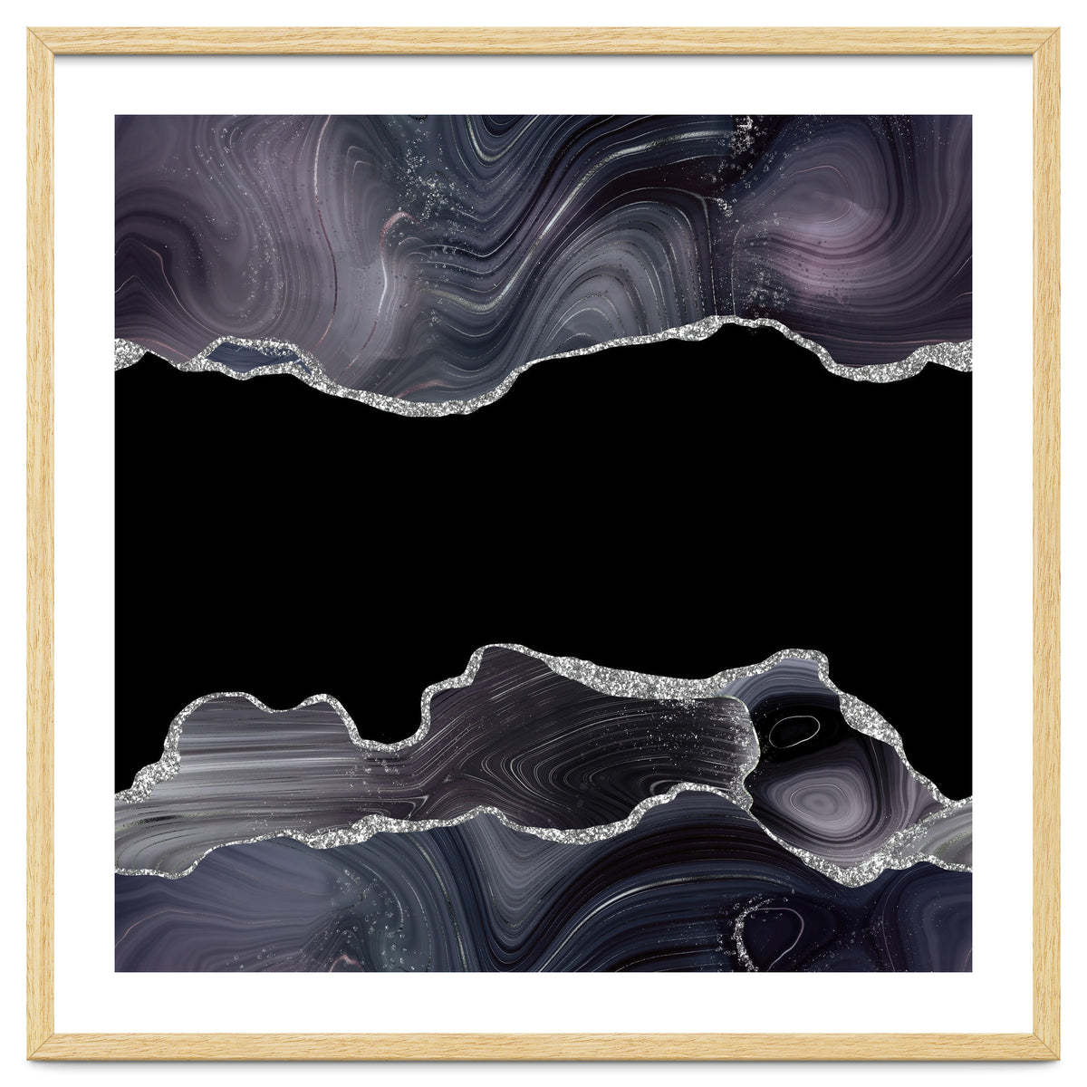 Black & Silver Glitter Agate Texture 03