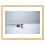 No lifeguards on the sign board in the winter snow beach thumbnail