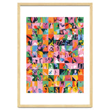 Life On A Checkboard, Abstract Maximalism Eclectic Painting, Bohemian Pop Of Color Illustration thumbnail