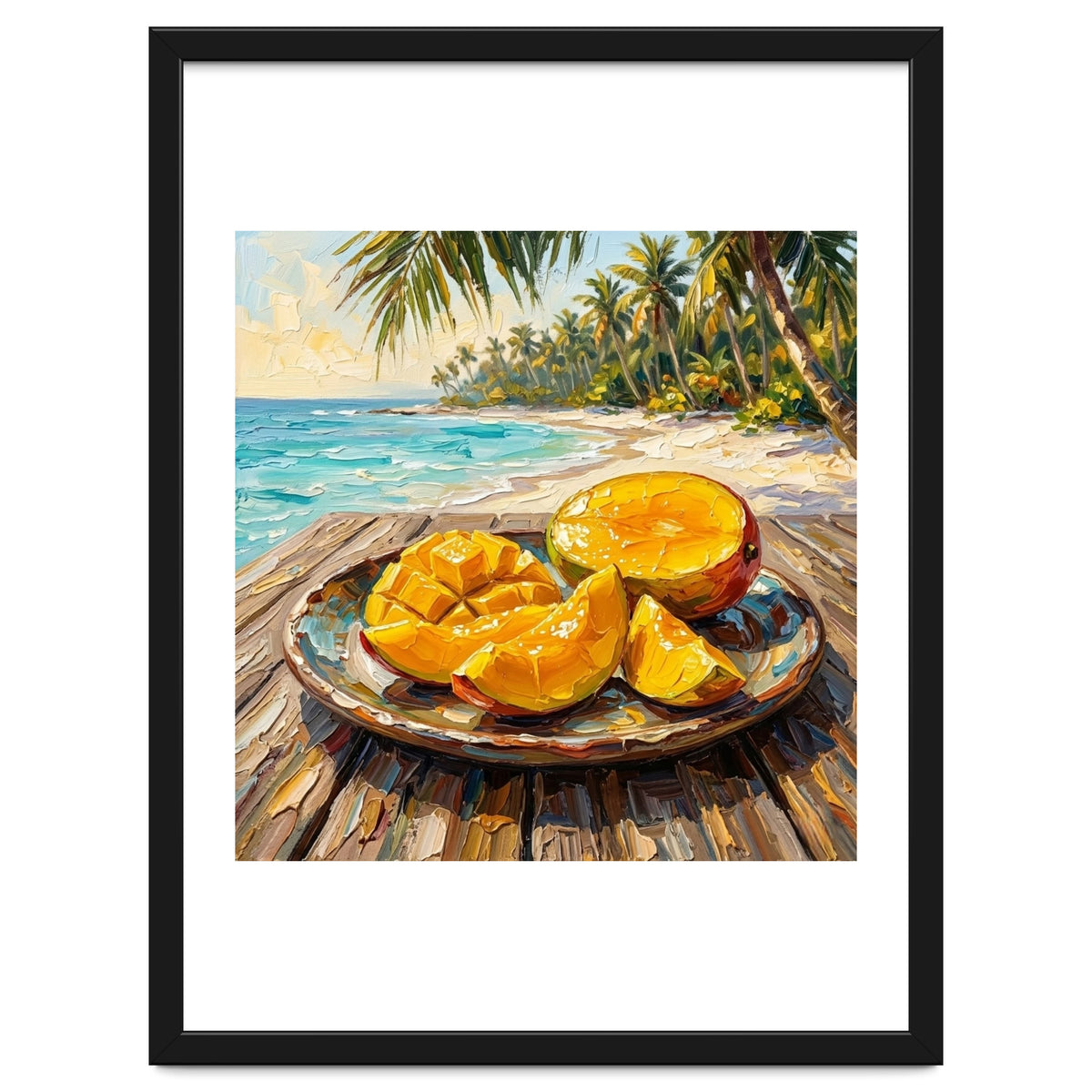 Tropical Mango Beach Oil Painting