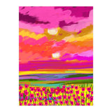 Two Suns, Pink Nature Painting Sky, Maximalist Landscape Pop Of Color Eclectic, Sunrise Sunset Meadow Boho Modern Contemporary (Print Only) thumbnail