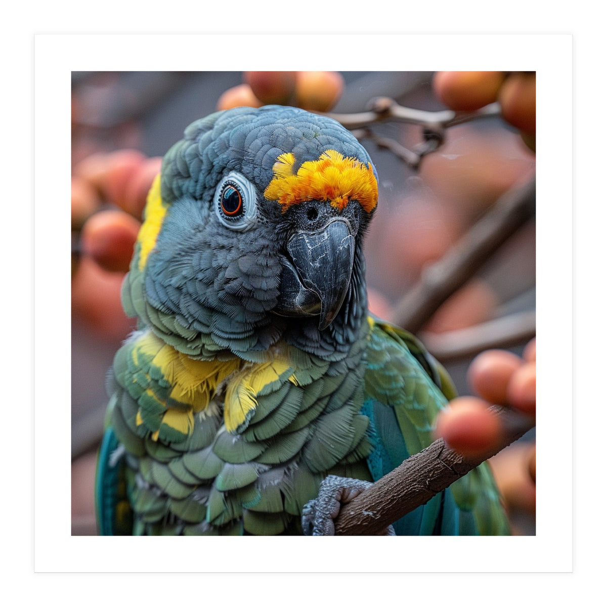 Yellow Headed Amazon Parrot Close Up Portrait (Print Only)