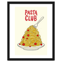 Pasta Club Illustration, Spaghetti and Tomatoes Art Print for Kitchen Wall Decor