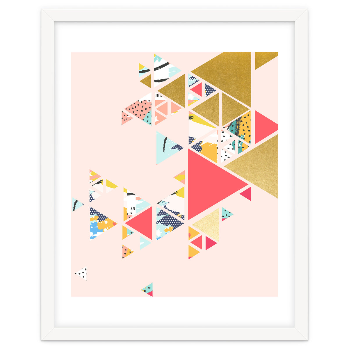 Gold Abstraction, Abstract Eclectic Colorful Geometrical, Blush Pastel Metallic Chic Graphic Design