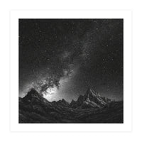 Starlit Mountain Majesty: Detailed Monochrome Milky Way (Print Only)