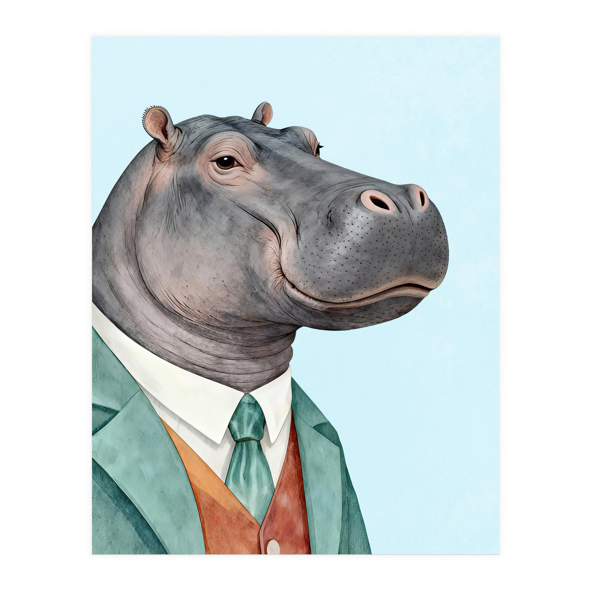 Hippopotamus in Suit (Print Only)