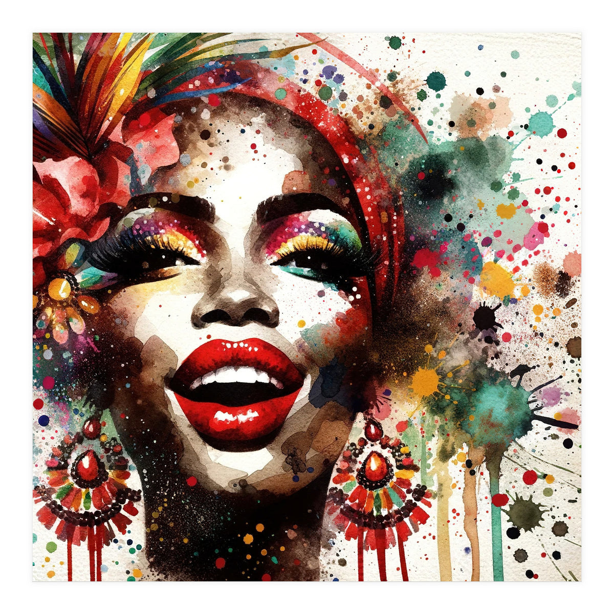 Brazilian Carnival Watercolor Portrait (Print Only)