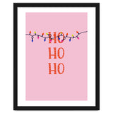 HO HO HO Christmas Lights Art, Pink Holiday Illustration, Modern Festive Quote thumbnail