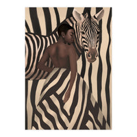 Woman And Zebra In Bold Stripes (Print Only)