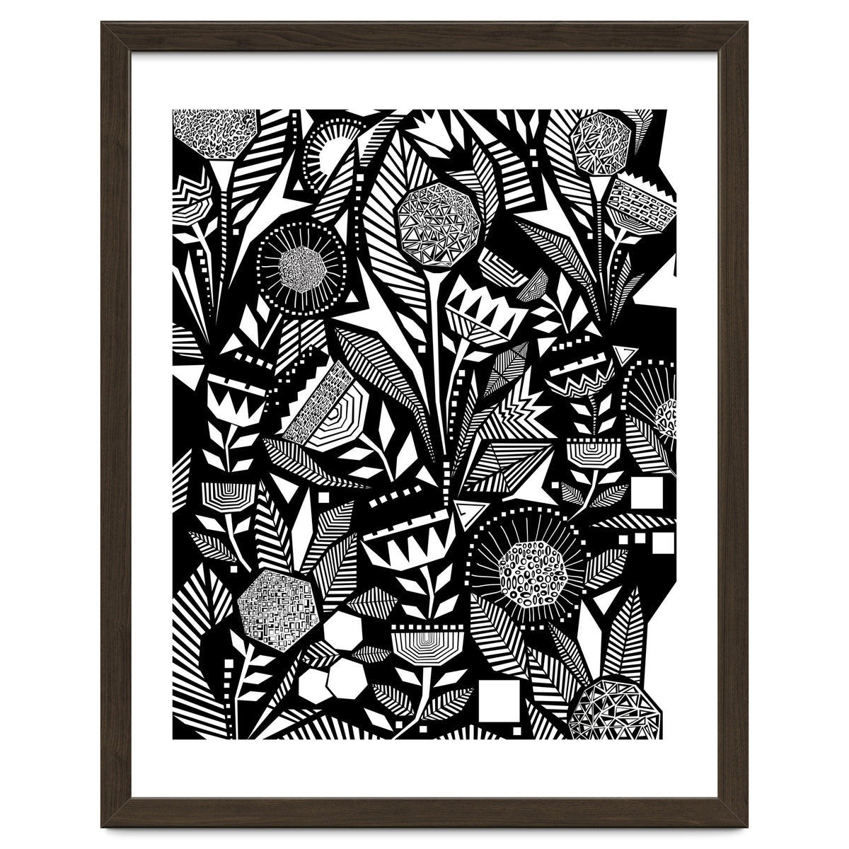 African Tribal, Black & White Abstract Drawing Sketch Line Art, Rustic Botanical Illustration, Bohemian Eclectic Scandinavian Vintage Bold