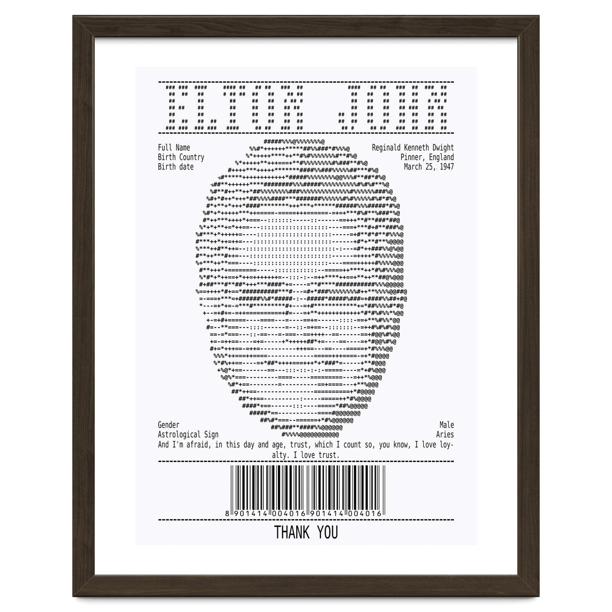 Receipt Art Elton John