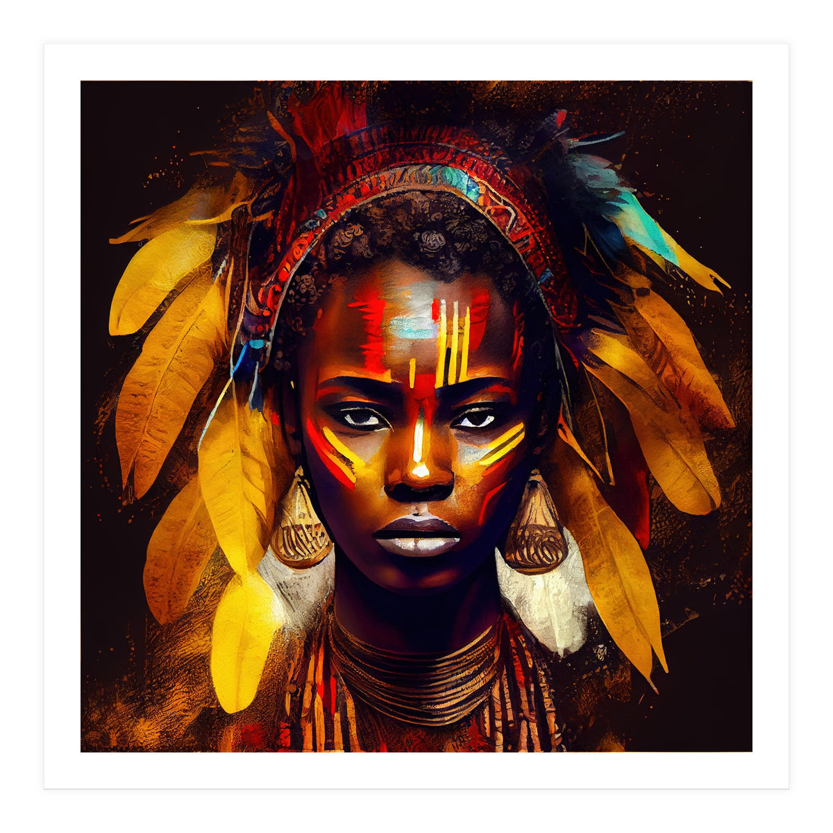 Powerful African Warrior Woman #2 (Print Only)
