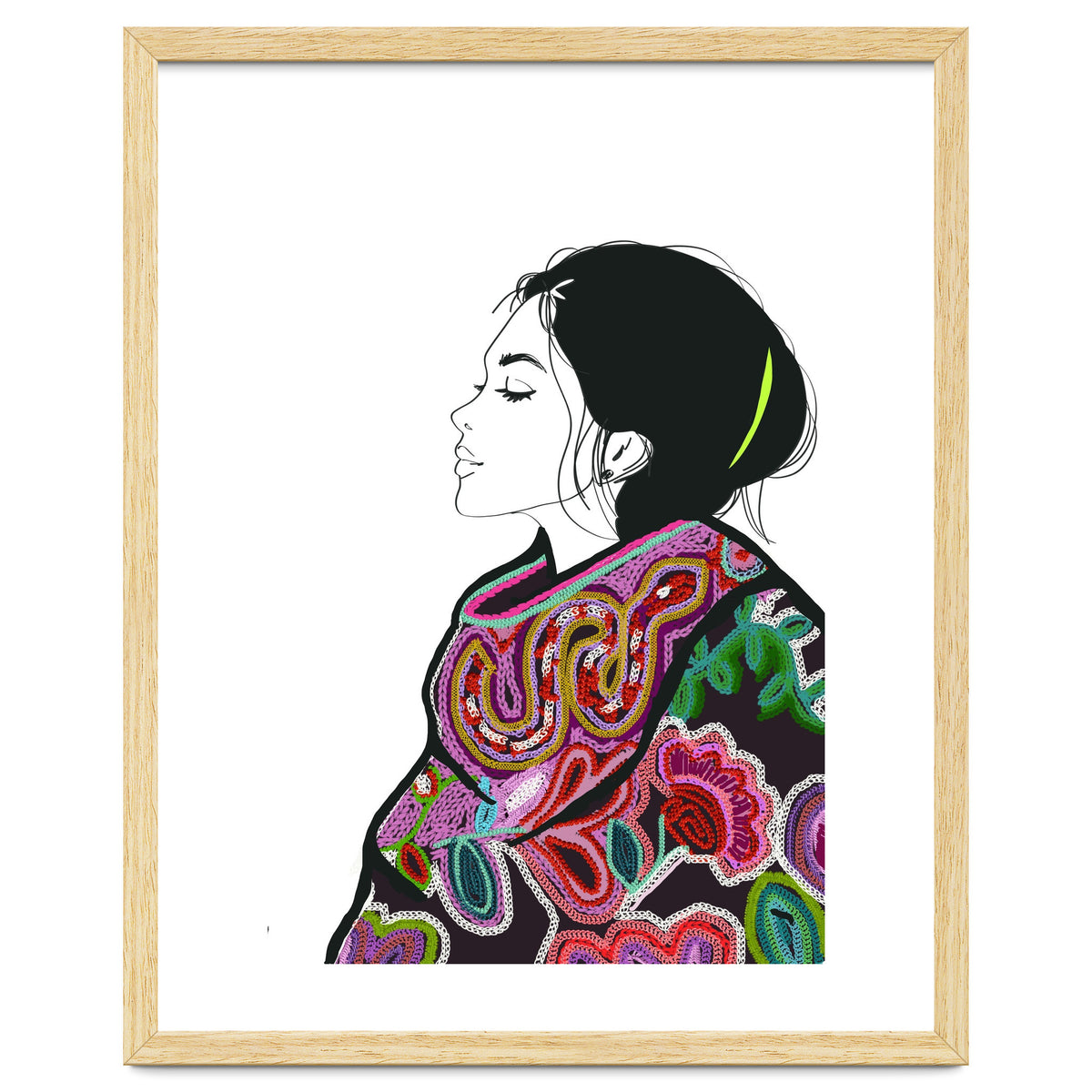 Embroidery Realistic Digital Embroidery Fashion Illustration Art Print Viddy Pop Studio Mood Room