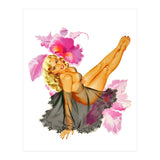 Pinup Sexy Woman Posing In Black Sleeping Dress (Print Only) thumbnail